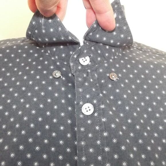 Ted Baker Shirt, 3/M, Blue/Small dots, THAMES, Button down collar, Short sleeve - Picture 6 of 14